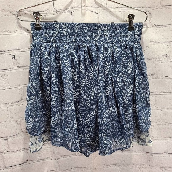 BLUE wavy mini pleated elastic waist skirt - Picture 7 of 8